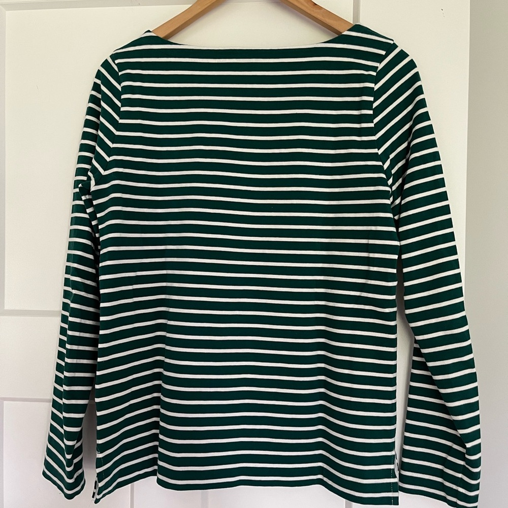 J. Crew Green and White Striped Long Sleeve Top - Size S - NWOT - Picture 4 of 8